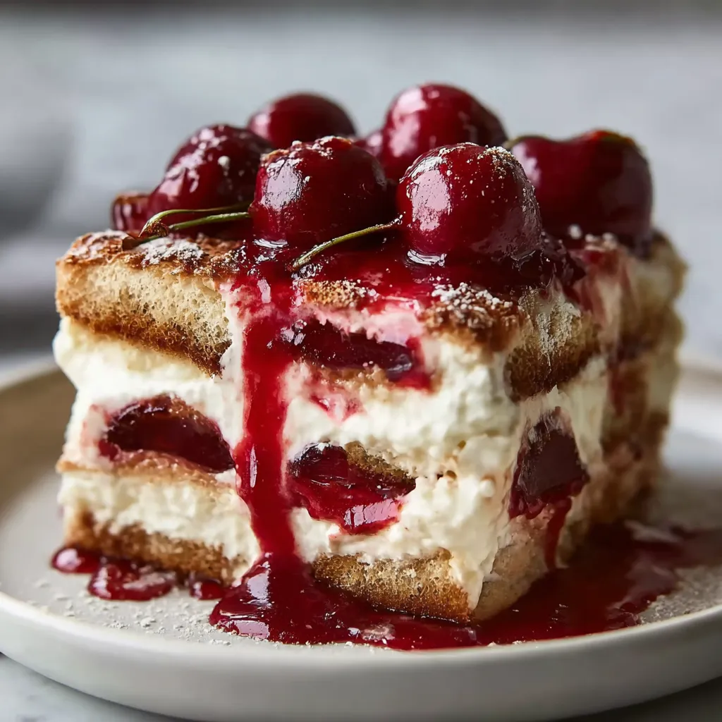 Luxurious Cherry Amaretto Tiramisu with Dark Chocolate and Mascarpone - secondary view